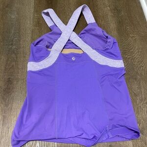 Lulu running tank top. Purple with chunky crossed straps!